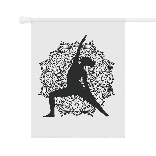 Yoga Warrior Pose Silhouette Garden Flag  Meditation Porch Banner Zen Yard Art