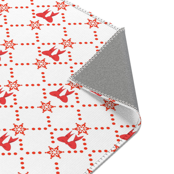 Christmas Red Bow Area Rugs Holiday Decor 3 Sizes Durable 