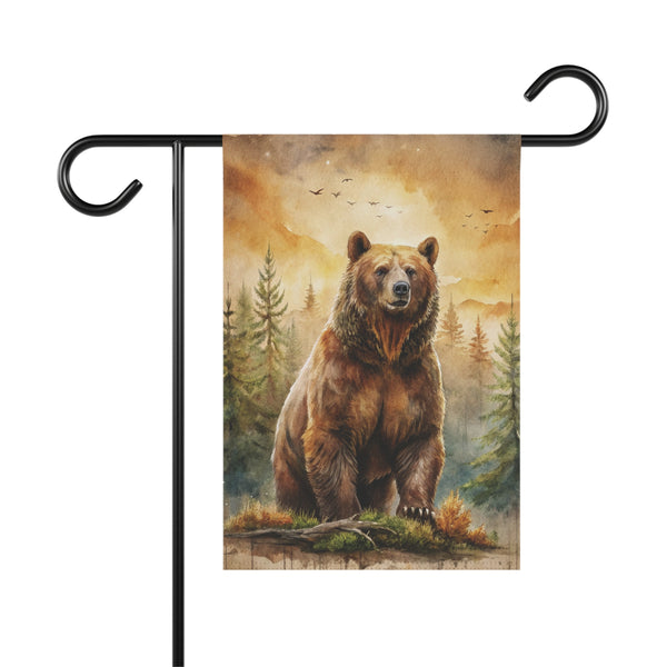 Majestic Forest Bear Garden Flag & Porch Banner Rustic Wildlife Decor Yard Art