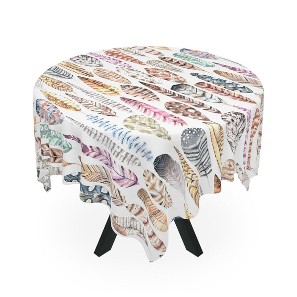 Bohemian Watercolor Feather Pattern Tablecloth Décor
