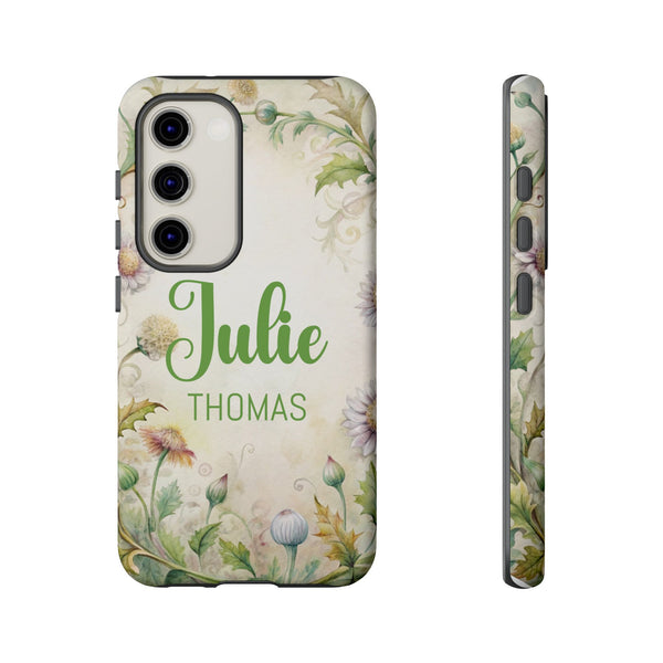 Personalized Floral Phone Case Custom Name Cover iPhone Samsung Pixel Gift
