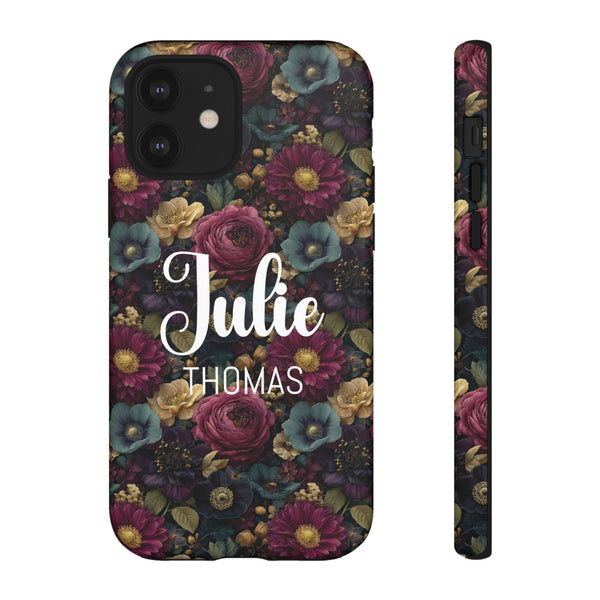 Personalized Flower Phone Case Custom Name Cover iPhone Samsung Google Gift