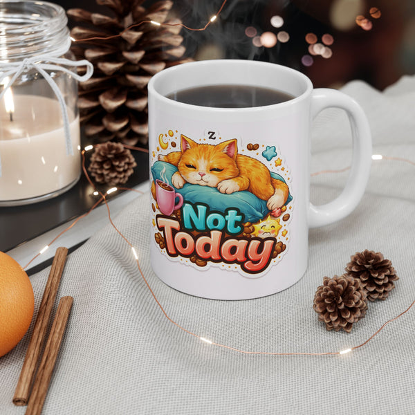 Not Today Cat Mug  Funny Snarky Cat Lover Gift  Lazy Mood Coffee Cup Sarcasm