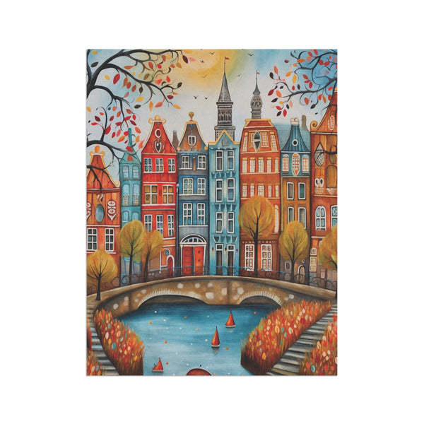 Amsterdam Netherlands Canal Houses Garden Flag & Porch Banner Yard Art