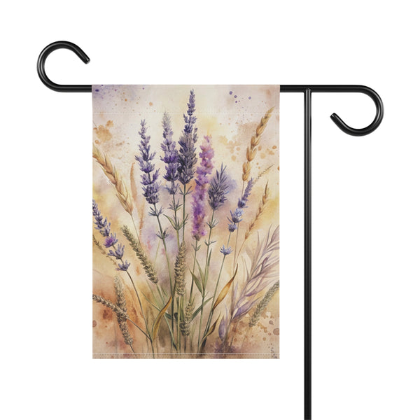 Lavender Wheat Garden Flag & Porch Banner Farmhouse Floral Yard Decor Art