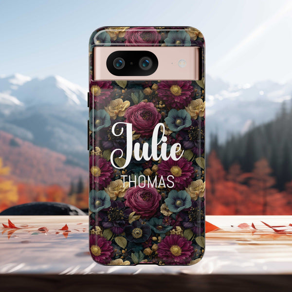 Personalized Flower Phone Case Custom Name Cover iPhone Samsung Google Gift