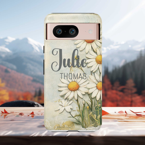 Personalized Floral Phone Case Custom Name Cover iPhone Samsung Pixel Gift