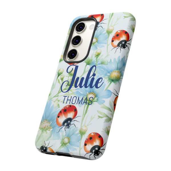 Personalized Ladybug Phone Case Custom Name Cover iPhone Samsung Pixel Gift