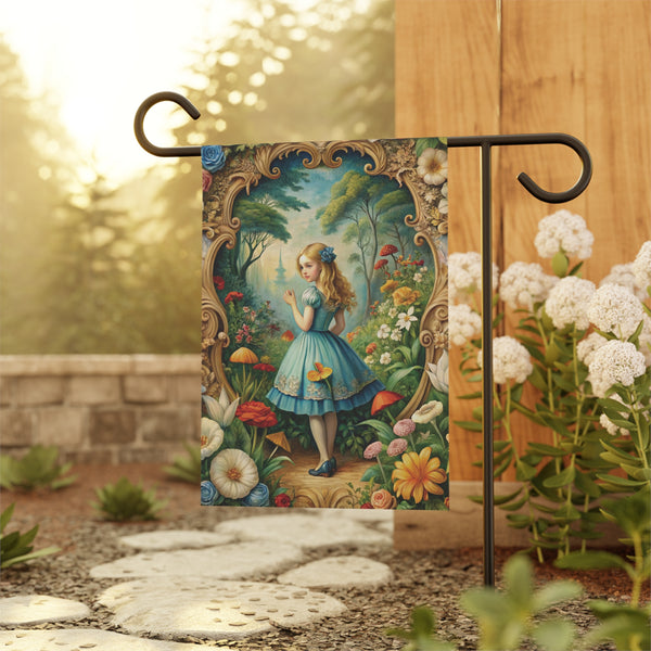 Alice in Wonderland Style Garden Flag & Porch Banner Fairy Tale Yard Art