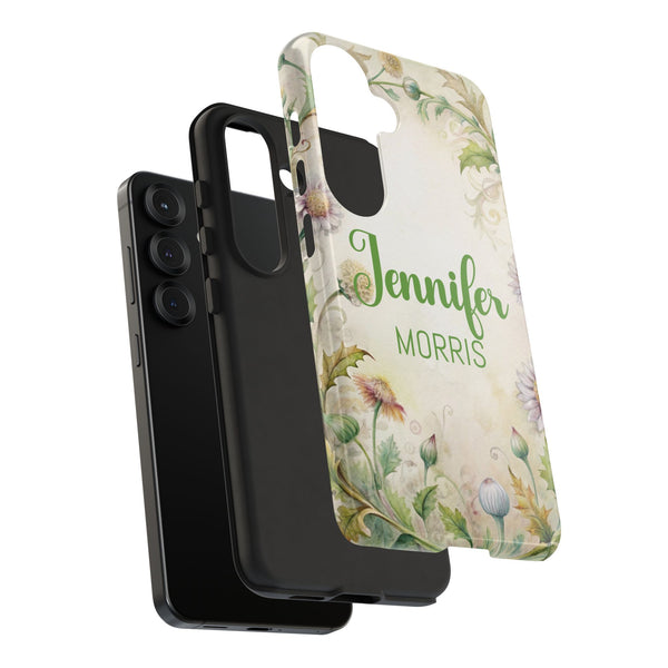 Personalized Floral Phone Case Custom Name Cover iPhone Samsung Pixel Gift