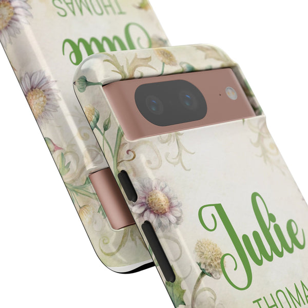 Personalized Floral Phone Case Custom Name Cover iPhone Samsung Pixel Gift