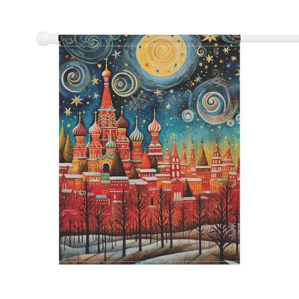 Moscow Russia St. Basil’s Cathedral Skyline Garden Flag & Porch Banner Yard Art