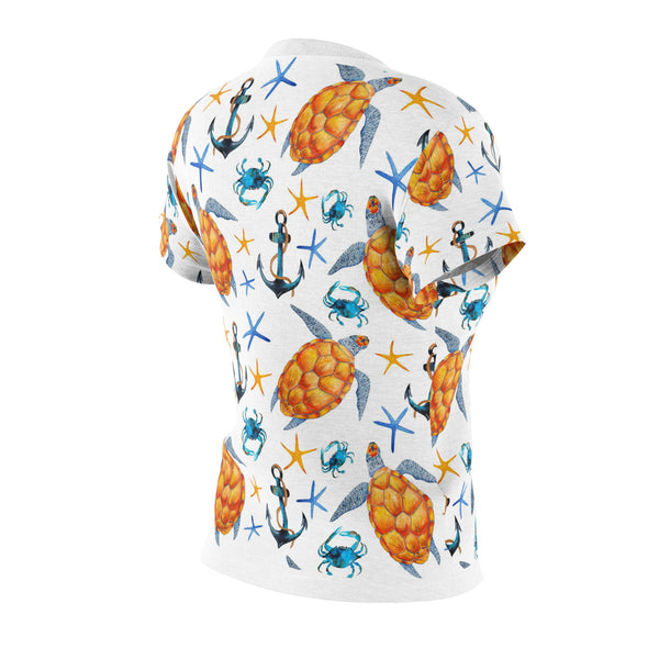 Sea Turtle Women's Cut & Sew Tee (AOP) Beach Theme Tropical Shirt