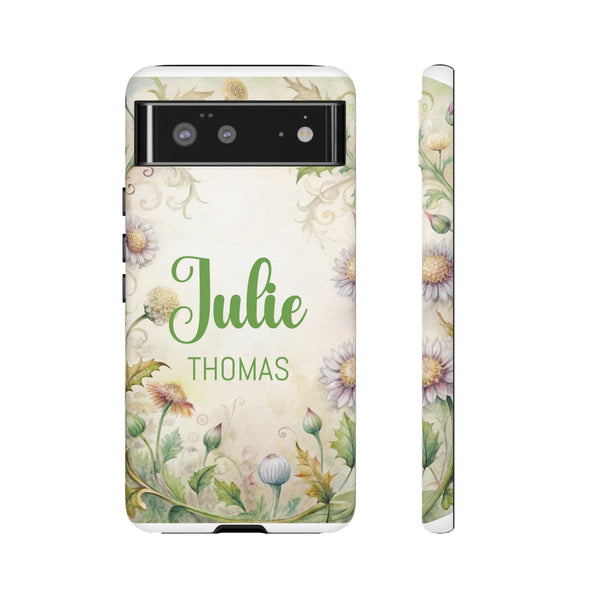 Personalized Floral Phone Case Custom Name Cover iPhone Samsung Pixel Gift