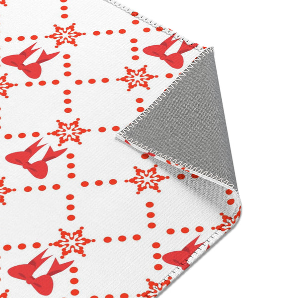 Christmas Red Bow Area Rugs Holiday Decor 3 Sizes Durable 