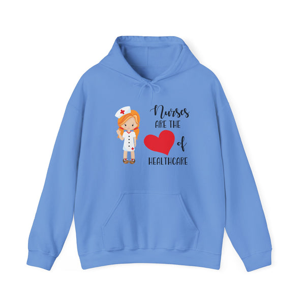 Redhead Nurse Hoodie Sweatshirt Heart of Healthcare, Nurse Hooded Sweatshirt