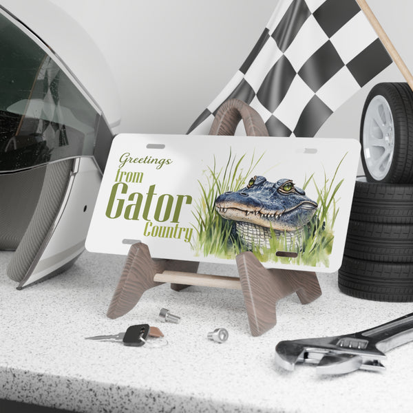 Greetings From Gator Country Florida Alligator Decorative License Plate