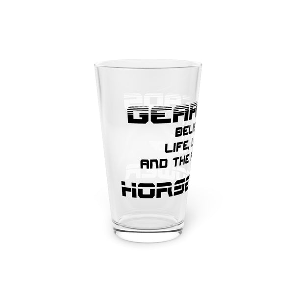 Gift for Gearheads Pursuit of Horsepower Pint Glass, 16oz Beer