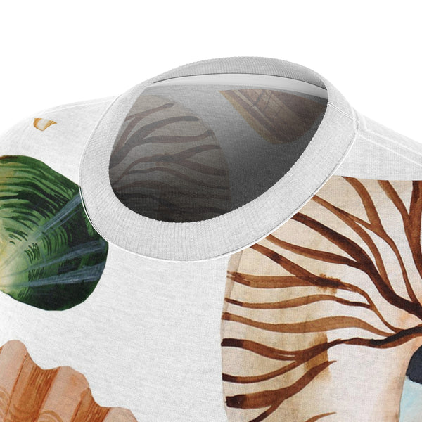 Seashells Women's Cut & Sew Tee (AOP) Beach Tropical Shirt for Women