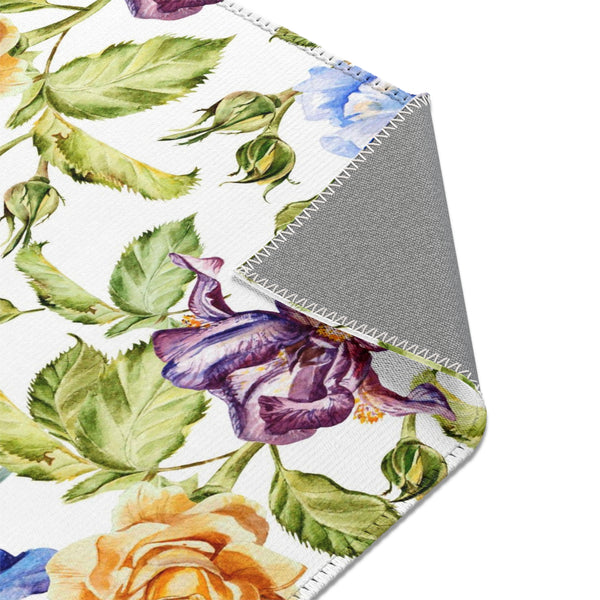 Purple Blue Iris Flower Area Rugs Home Décor Floral 3 Sizes 