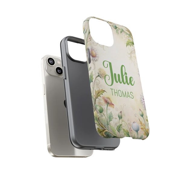 Personalized Floral Phone Case Custom Name Cover iPhone Samsung Pixel Gift
