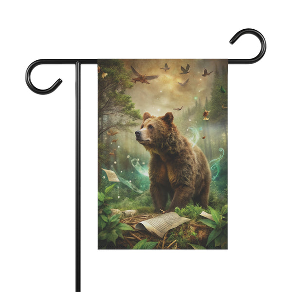 Mystic Forest Bear Garden Flag & Porch Banner Woodland Fantasy Decor