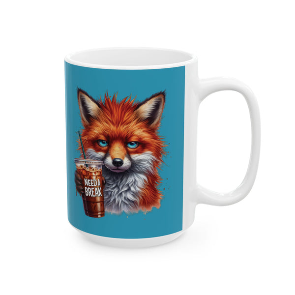 Grumpy Fox Coffee Mug – Funny Woodland Animal Cup | Need a Break Morning Gift