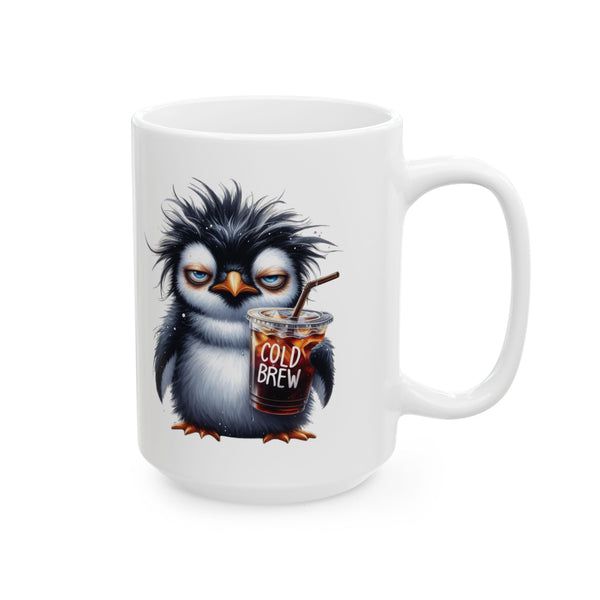 Grumpy Penguin Coffee Mug – Funny Cold Brew Animal Cup | Iced Coffee Lover Gift