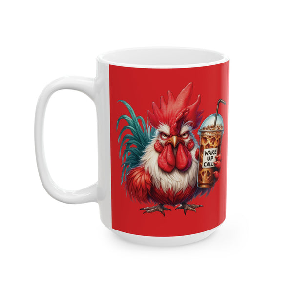 Grumpy Rooster Coffee Mug Funny Farm Animal Cup | Wake Up Call Iced Coffee Gift