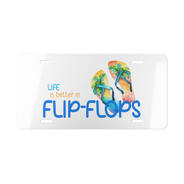 Life Is Better in Flip Flops Tropical Beach Decorative License Plate