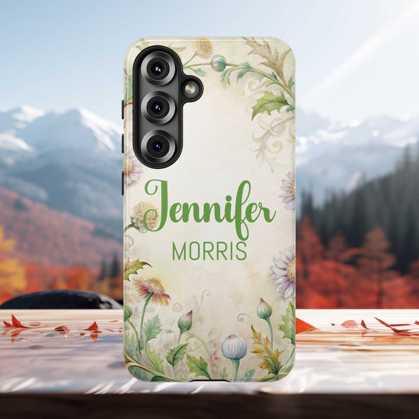 Personalized Floral Phone Case Custom Name Cover iPhone Samsung Pixel Gift