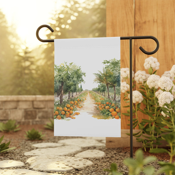 Orange Grove Path Garden Flag & Porch Banner Citrus Farm Decor Yard Art