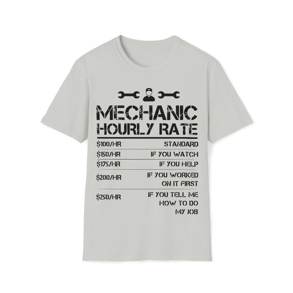 Gift for Gearheads Funny Mechanic Rates Unisex Softstyle T-Shirt for Guys