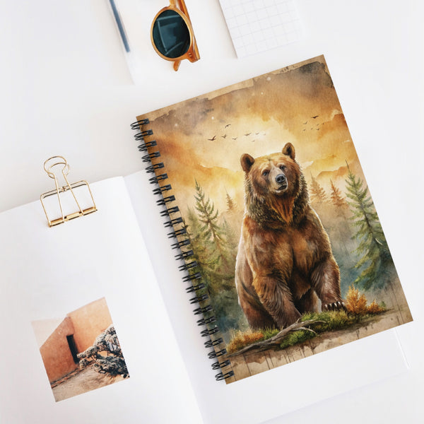 Majestic Bear Spiral Notebook – 6" x 8" Wildlife Ruled Journal
