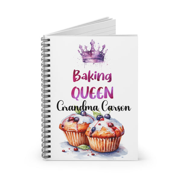 Personalized Baking Recipe Journal Spiral Notebook | Ruled Grandma Gift