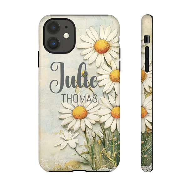 Personalized Floral Phone Case Custom Name Cover iPhone Samsung Pixel Gift