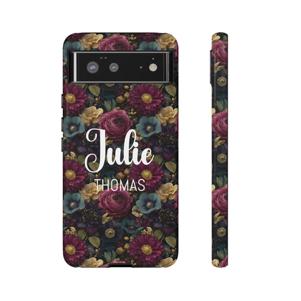 Personalized Flower Phone Case Custom Name Cover iPhone Samsung Google Gift