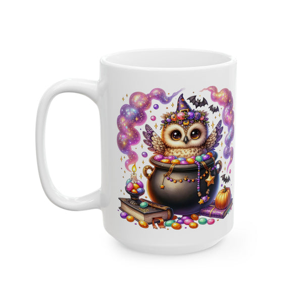 Owl Witchy Mug, Halloween Coffee Cup, Cute Ceramic Halloween Gift, Fun Owl Cup,