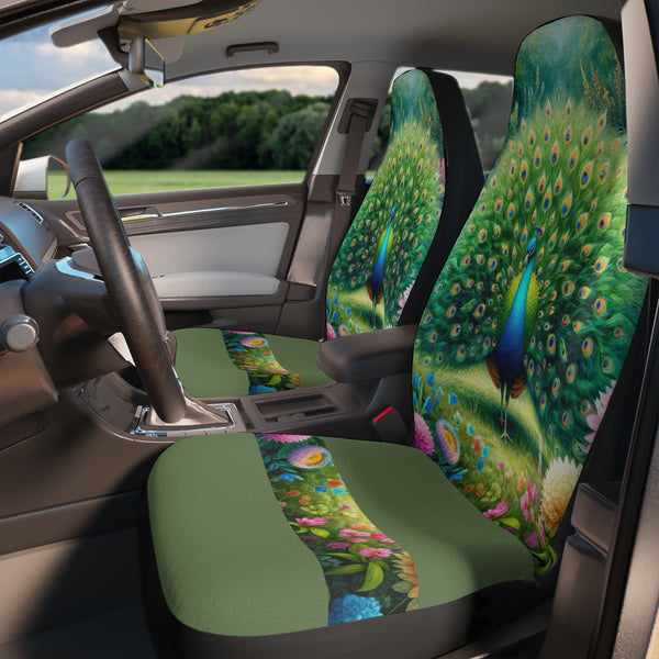 Gifts for Gardeners Peacock Car Seat Covers Polyester Universal Fit