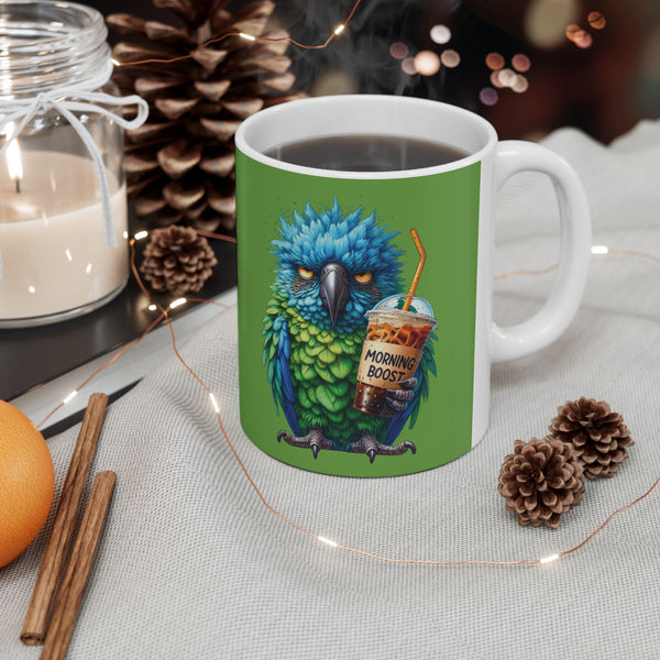 Grumpy Parrot Coffee Mug – Funny Colorful Bird Cup | Morning Boost Coffee Gift