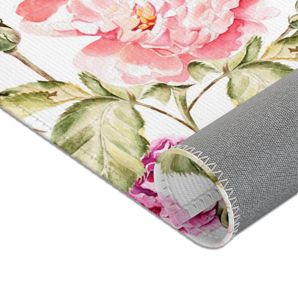 Pink Roses Area Rugs Home Decor Flower Feminine 3 Sizes Durable 