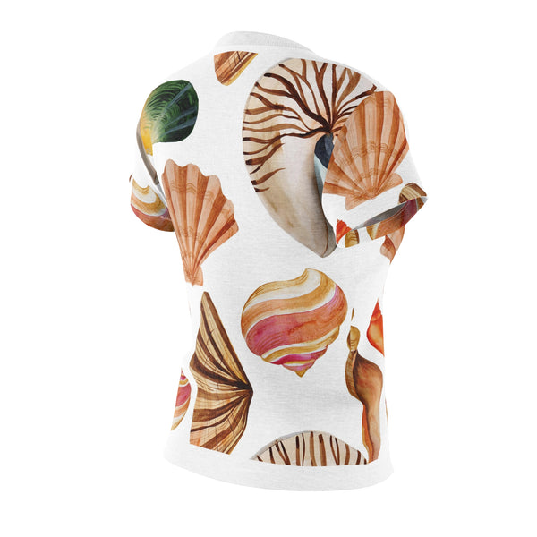 Seashells Women's Cut & Sew Tee (AOP) Beach Tropical Shirt for Women