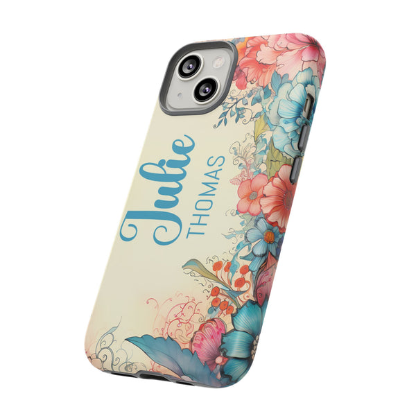 Personalized Floral Phone Case Custom Name Cover iPhone Samsung Pixel Gift