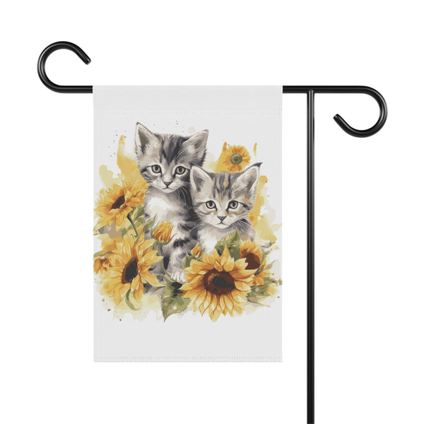 Sunflower Kittens Garden Flag & Porch Banner Cat Floral Decor Yard Art
