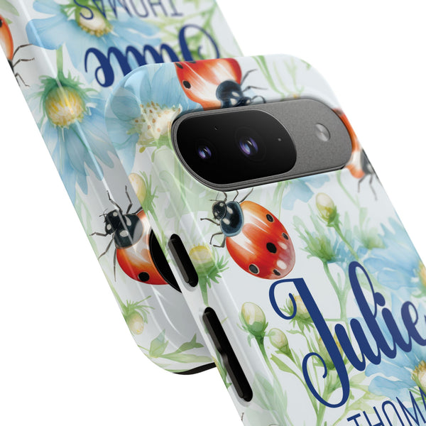Personalized Ladybug Phone Case Custom Name Cover iPhone Samsung Pixel Gift