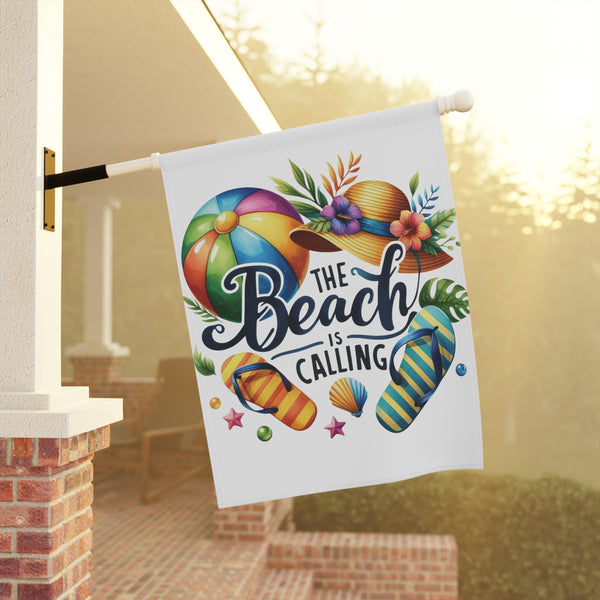 The Beach Is Calling Garden Flag Summer FlipFlop Porch Banner Coastal Yard Decor