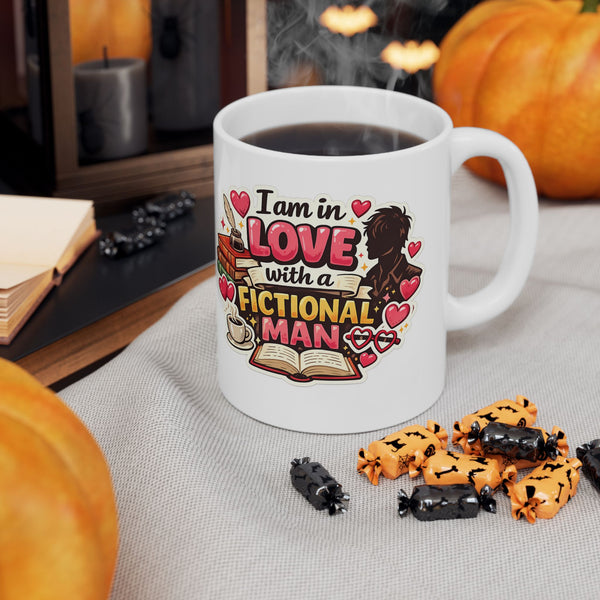 Book Lover Mug “In Love With a Fictional Man” Funny Reader Gift Cup