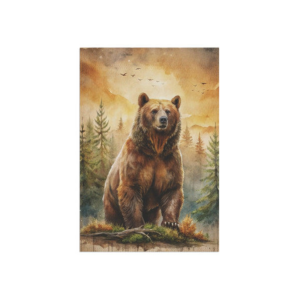 Majestic Forest Bear Garden Flag & Porch Banner Rustic Wildlife Decor Yard Art