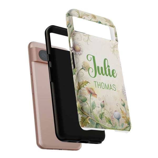 Personalized Floral Phone Case Custom Name Cover iPhone Samsung Pixel Gift