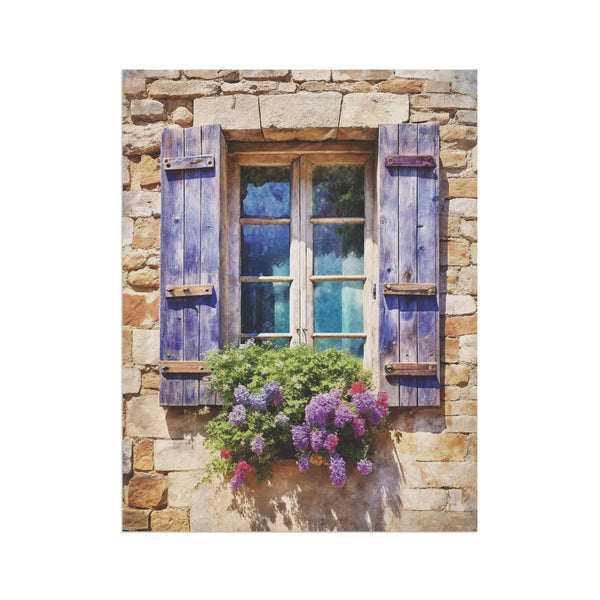 Rustic Stone Cottage Window Garden Flag Lavender Shutters Porch Banner